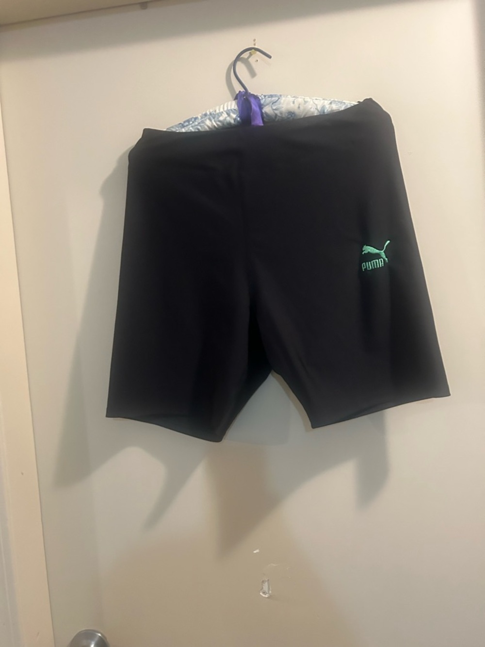 Puma Black Performance Bike Shorts with Mint Logo